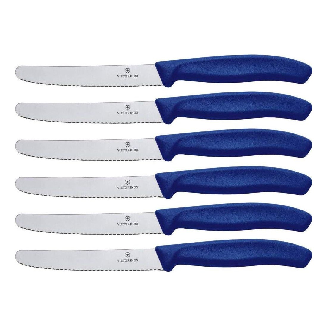 Victorinox Tomato + Table knife set 11cm serrated blade Blue 6 knife set - Image 2